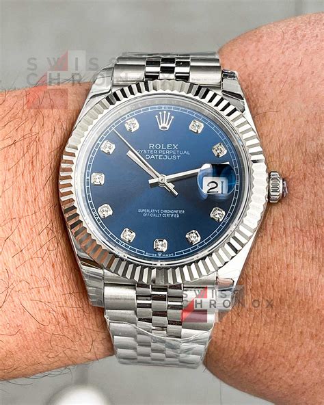 rolex datejust 31 blue diamond dial|rolex datejust 41mm price.